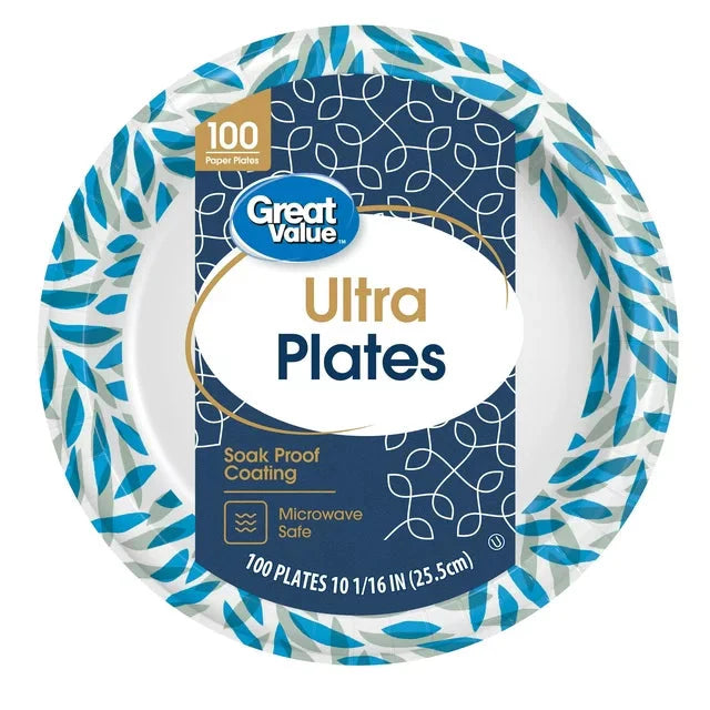 Great Value Ultra Disposable Paper Dinner Plates, White, 10 inch, 100 Plates, Patterned - Amado Deals - wholesale and distributors with free shipping in United States Great Value Ultra Disposable Paper Dinner Plates, White, 10 inch, 100 Plates, Patterned - Amado Deals - wholesale and distributors with free shipping in United States